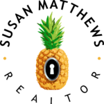 Susan Matthews Realtor Charleston SC logo of a pineapple with a keyhole in the center